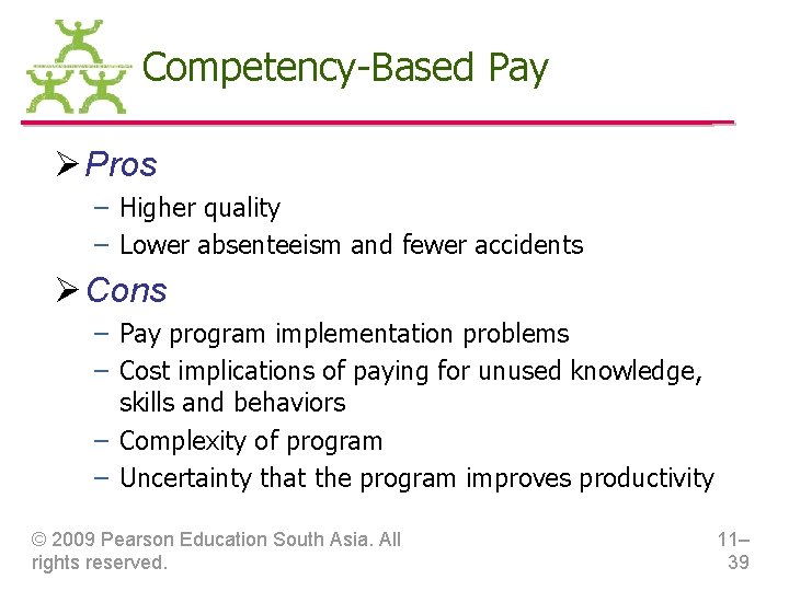 Competency-Based Pay Ø Pros – Higher quality – Lower absenteeism and fewer accidents Ø