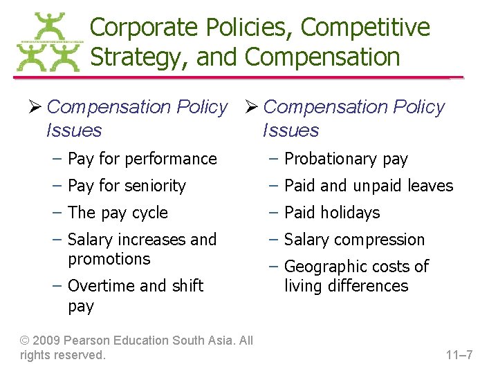 Corporate Policies, Competitive Strategy, and Compensation Ø Compensation Policy Issues – Pay for performance