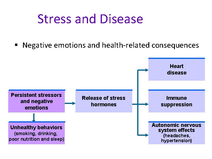 Stress and Disease § Negative emotions and health-related consequences Heart disease Persistent stressors and
