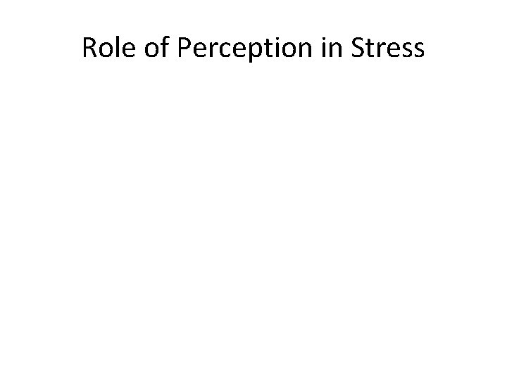 Role of Perception in Stress 