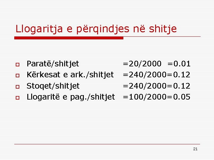 Llogaritja e përqindjes në shitje o o Paratë/shitjet Kërkesat e ark. /shitjet Stoqet/shitjet Llogaritë