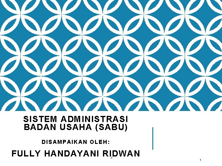 SISTEM ADMINISTRASI BADAN USAHA (SABU) DISAMPAIKAN OLEH: FULLY HANDAYANI RIDWAN D 1 