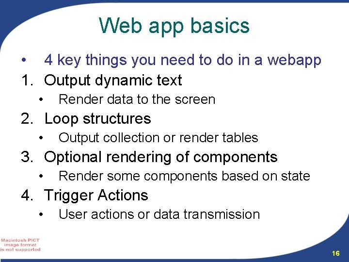 Web app basics • 4 key things you need to do in a webapp