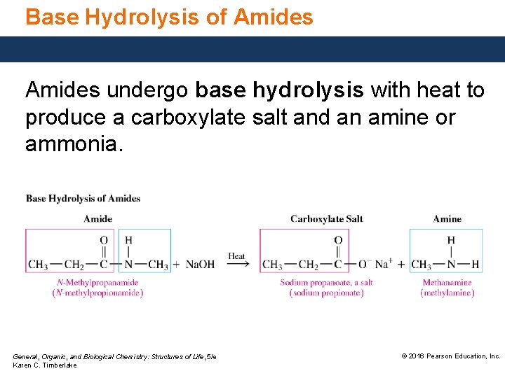 Base Hydrolysis of Amides undergo base hydrolysis with heat to produce a carboxylate salt