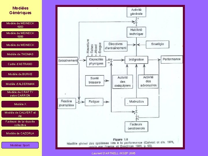Modèles Génériques Modèle de WEINECK 1983 Modèle de WEINECK 1988 Modèle de WEINECK Modèle