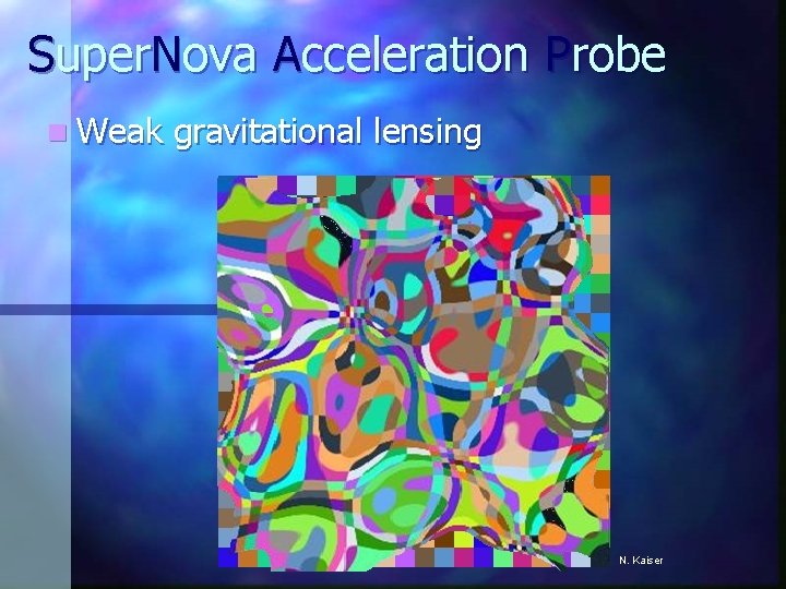 Super. Nova Acceleration Probe n Weak gravitational lensing N. Kaiser 