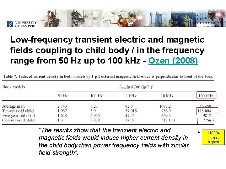 Low-frequency transient electric and magnetic fields coupling to child body / in the frequency