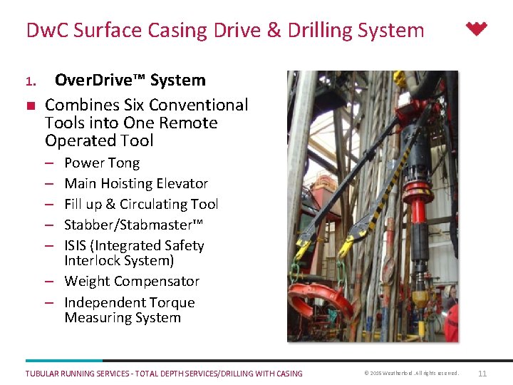 Dw. C Surface Casing Drive & Drilling System 1. n Over. Drive™ System Combines