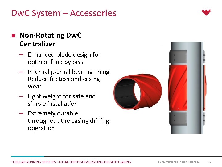 Dw. C System – Accessories n Non-Rotating Dw. C Centralizer – Enhanced blade design