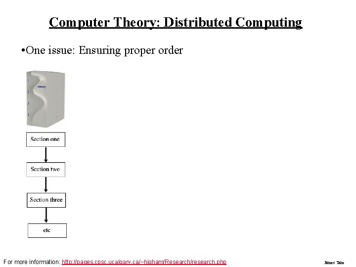 Computer Theory: Distributed Computing • One issue: Ensuring proper order For more information: http: