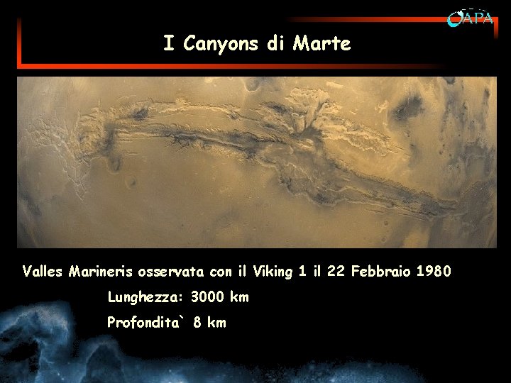 I Canyons di Marte Valles Marineris osservata con il Viking 1 il 22 Febbraio