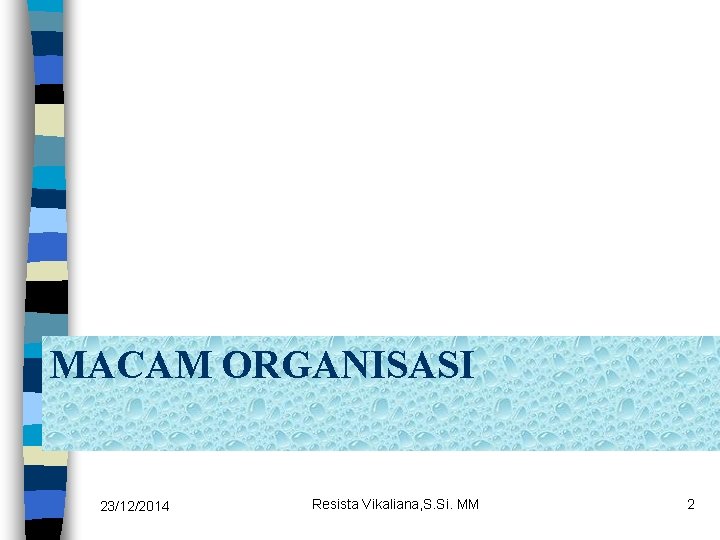 MACAM ORGANISASI 23/12/2014 Resista Vikaliana, S. Si. MM 2 