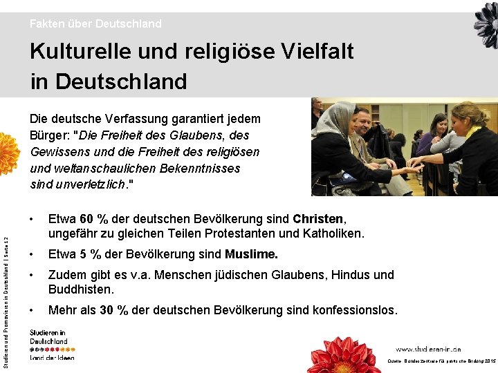 Fakten über Deutschland Kulturelle und religiöse Vielfalt in Deutschland Studieren und Promovieren in Deutschland