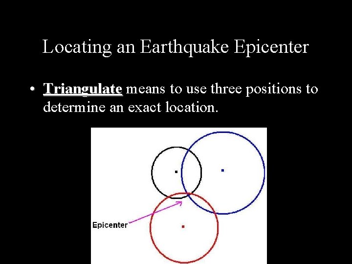 Locating an Earthquake Epicenter • Triangulate means to use three positions to determine an