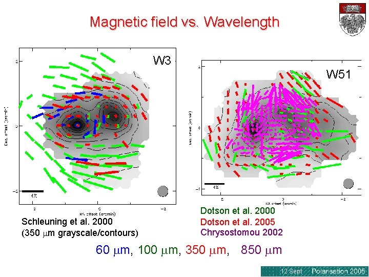 Magnetic field vs. Wavelength W 3 W 51 Schleuning et al. 2000 (350 m Magnetic field vs. Wavelength W 3 W 51 Schleuning et al. 2000 (350 m