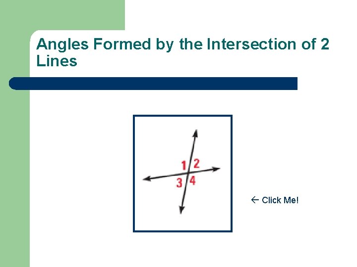 Angles Formed by the Intersection of 2 Lines Click Me! 