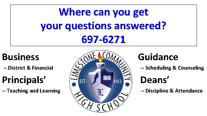 Where can you get your questions answered? 697 -6271 Business Guidance -- District &