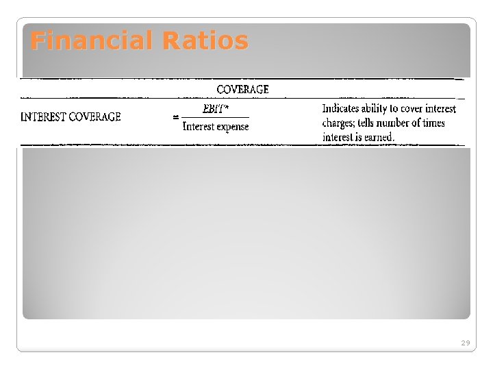 Financial Ratios 29 