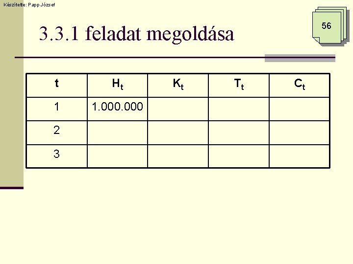 Készítette: Papp József 56 3. 3. 1 feladat megoldása t Ht 1 1. 000