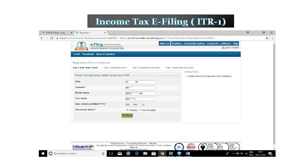 Income Tax E-Filing ( ITR-1) 