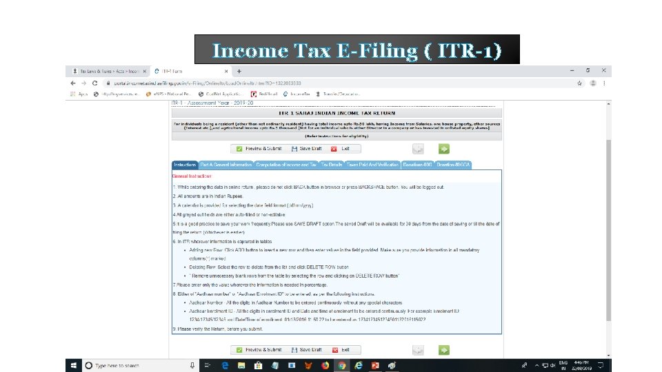 Income Tax E-Filing ( ITR-1) 