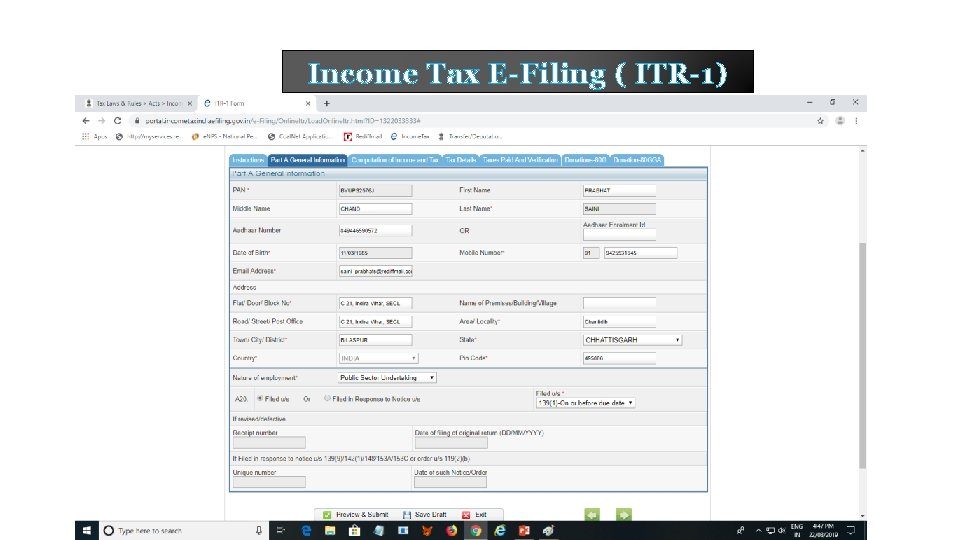 Income Tax E-Filing ( ITR-1) 