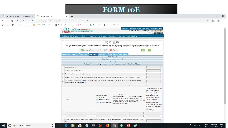 FORM 10 E 