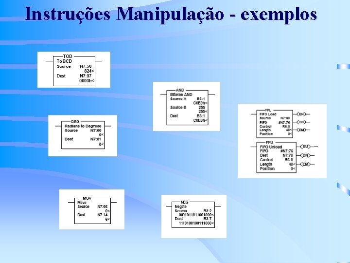 Instruções Manipulação - exemplos 