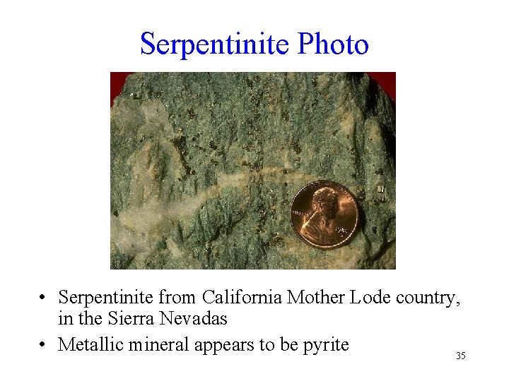 Serpentinite Photo • Serpentinite from California Mother Lode country, in the Sierra Nevadas •