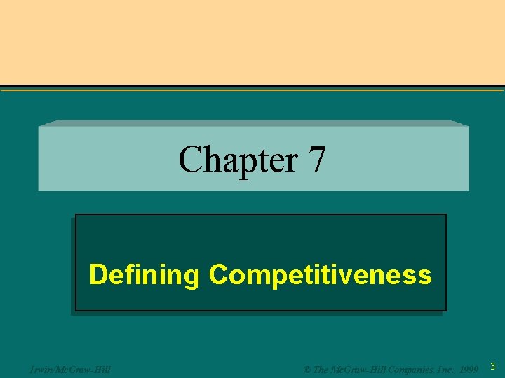 Chapter 7 Defining Competitiveness Irwin/Mc. Graw-Hill © The Mc. Graw-Hill Companies, Inc. , 1999