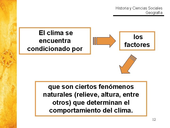Historia y Ciencias Sociales Geografía El clima se encuentra condicionado por los factores que