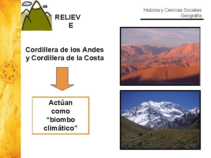 RELIEV E Historia y Ciencias Sociales Geografía Cordillera de los Andes y Cordillera de