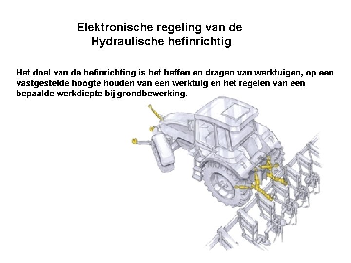 Elektronische regeling van de Hydraulische hefinrichtig Het doel van de hefinrichting is het heffen