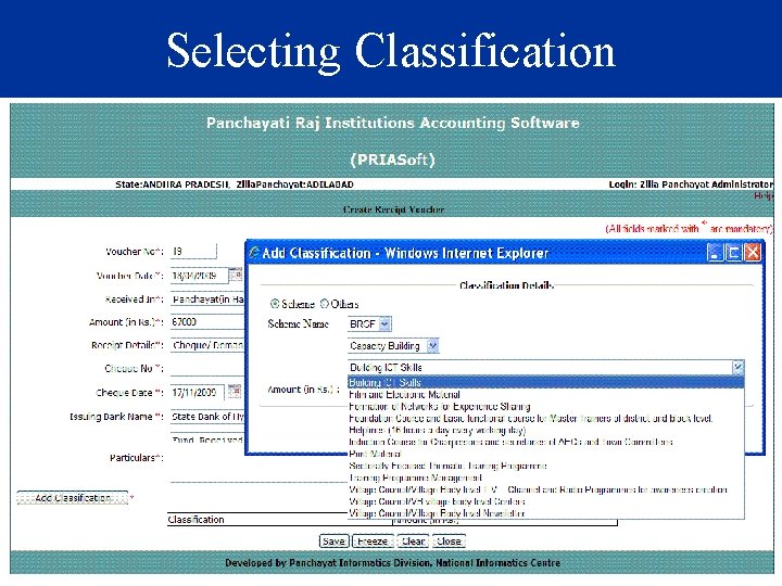 Selecting Classification 