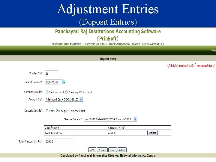 Adjustment Entries (Deposit Entries) 