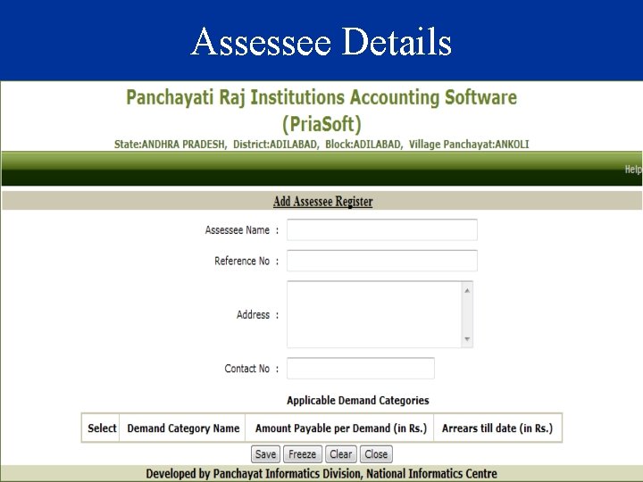 Assessee Details 