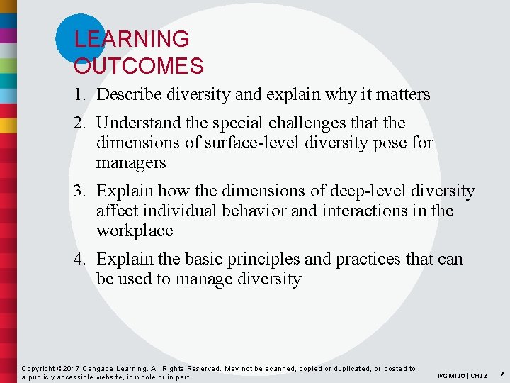 LEARNING OUTCOMES 1. Describe diversity and explain why it matters 2. Understand the special