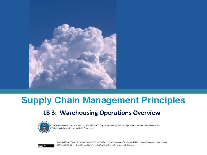 Supply Chain Management Principles LB 3: Warehousing Operations Overview 