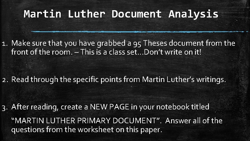 Martin Luther Document Analysis 1. Make sure that you have grabbed a 95 Theses Martin Luther Document Analysis 1. Make sure that you have grabbed a 95 Theses
