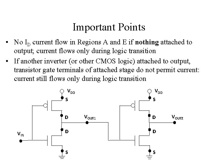 Important Points • No ID current flow in Regions A and E if nothing
