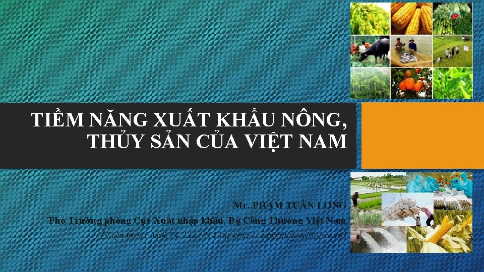 TIỀM NĂNG XUẤT KHẨU NÔNG, THỦY SẢN CỦA VIỆT NAM Mr. PHẠM TUẤN LONG