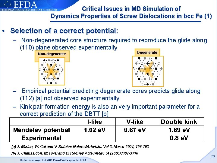 Critical Issues in MD Simulation of Dynamics Properties of Screw Dislocations in bcc Fe Critical Issues in MD Simulation of Dynamics Properties of Screw Dislocations in bcc Fe