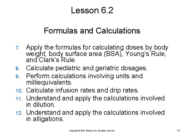 Lesson 6. 2 Formulas and Calculations 7. 8. 9. 10. 11. 12. Apply the Lesson 6. 2 Formulas and Calculations 7. 8. 9. 10. 11. 12. Apply the