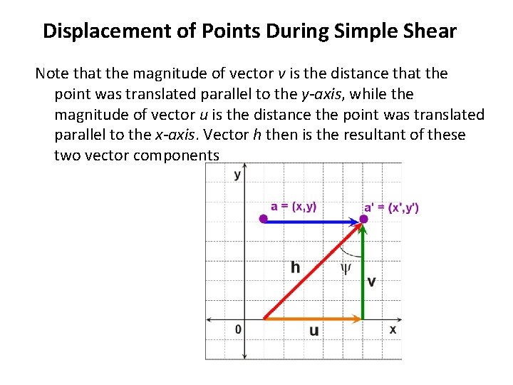 Displacement of Points During Simple Shear Note that the magnitude of vector v is