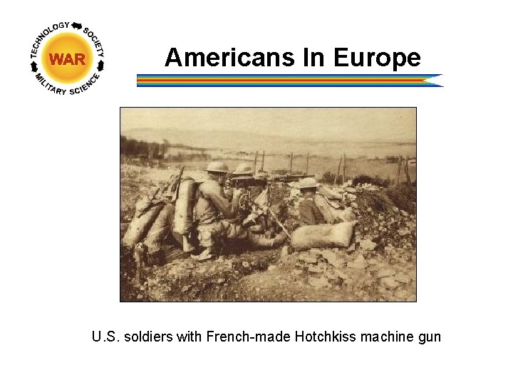 Americans In Europe U. S. soldiers with French-made Hotchkiss machine gun 