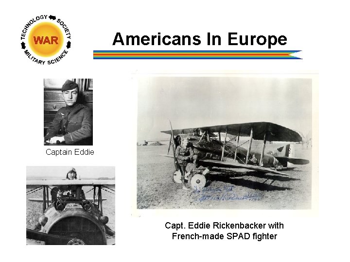 Americans In Europe Captain Eddie Capt. Eddie Rickenbacker with French-made SPAD fighter 