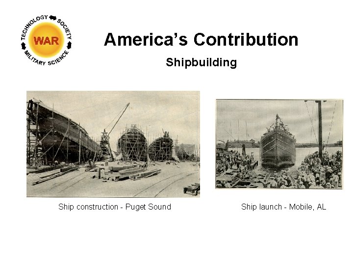 America’s Contribution Shipbuilding Ship construction - Puget Sound Ship launch - Mobile, AL 