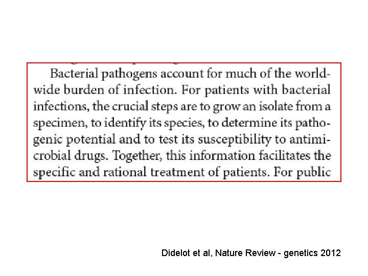 Didelot et al, Nature Review - genetics 2012 