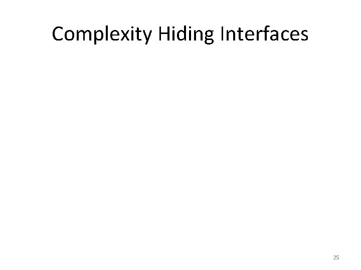 Complexity Hiding Interfaces 25 