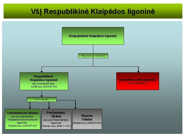 VšĮ Respublikinė Klaipėdos ligoninė Apjungiamos Respublikinė Klaipėdos ligoninė Klaipėdos vaikų ligoninė (savivaldybės) (buvusi apskrities; VšĮ Respublikinė Klaipėdos ligoninė Apjungiamos Respublikinė Klaipėdos ligoninė Klaipėdos vaikų ligoninė (savivaldybės) (buvusi apskrities;